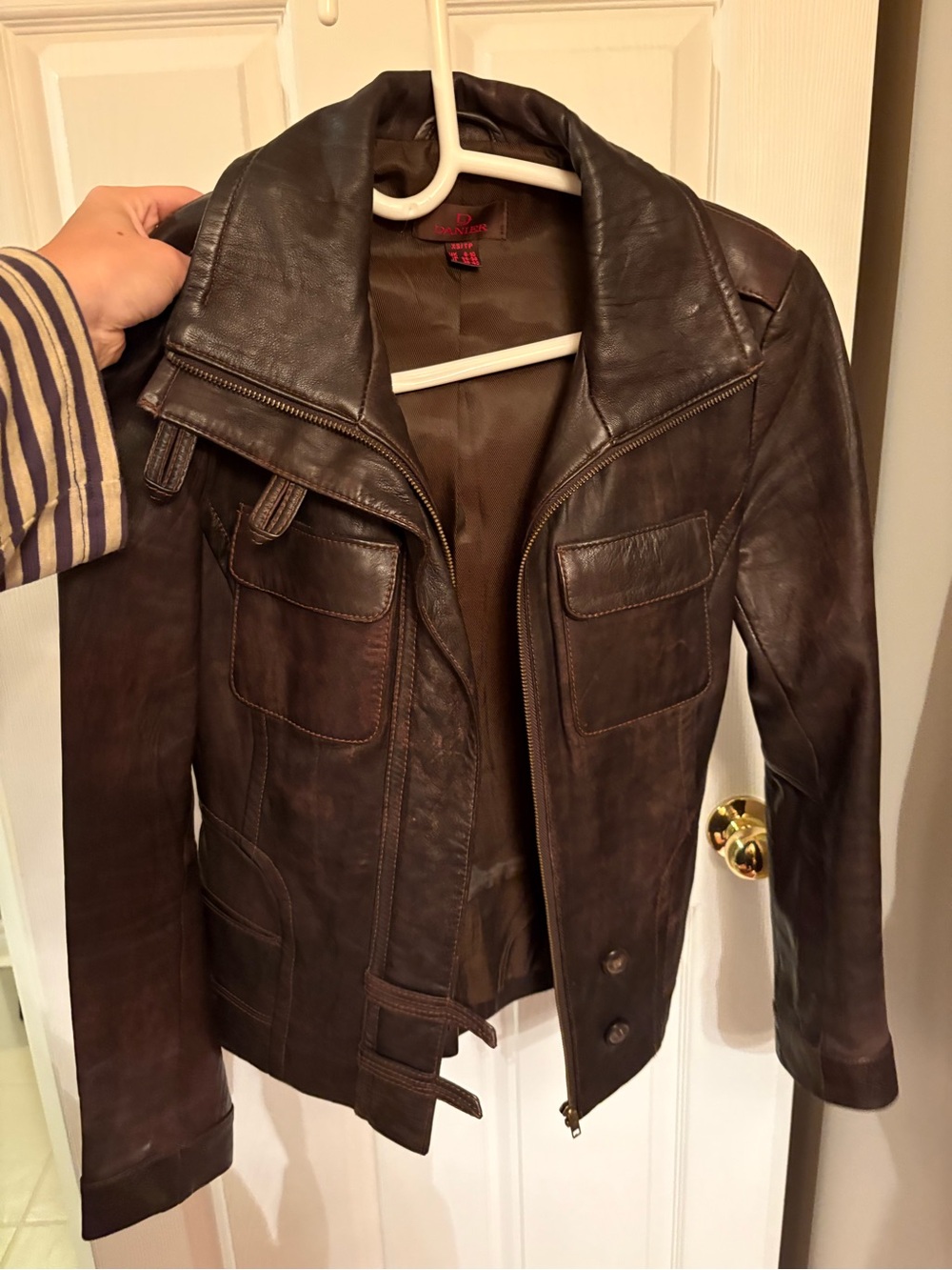 Danier Women’s Brown Leather Jacket - Classic Utility Style
